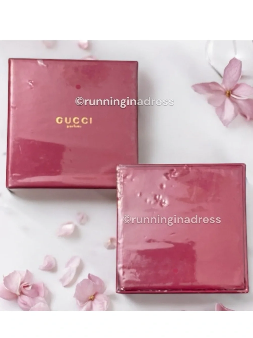 NIB Gucci Parfums Gold Embossed Monogram Compact Double Makeup Pocket Mirror